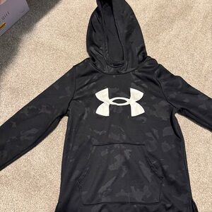 Under Armour Kids Black Camo Hoodie with White Logo
